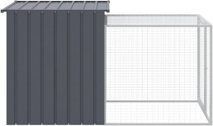 vidaXL Chicken coop with run light gray 110x201x110cm galvanized steel