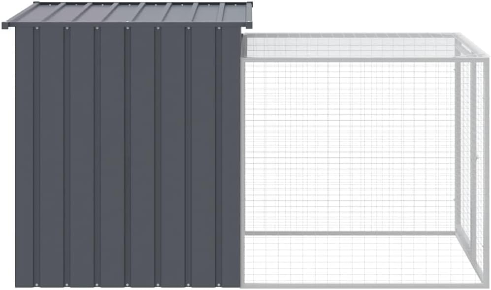 vidaXL Chicken coop with run light gray 110x201x110cm galvanized steel