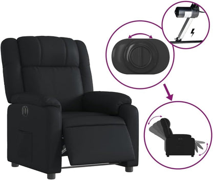 Elektrische Relaxstoel – Relaxfauteuil – Tv-stoel – Ligstoel – Kantelstoel – Zwart Kunstleer – Automatische Ligfunctie Tot 135 Graden – Stevig Hout-Metaal Frame