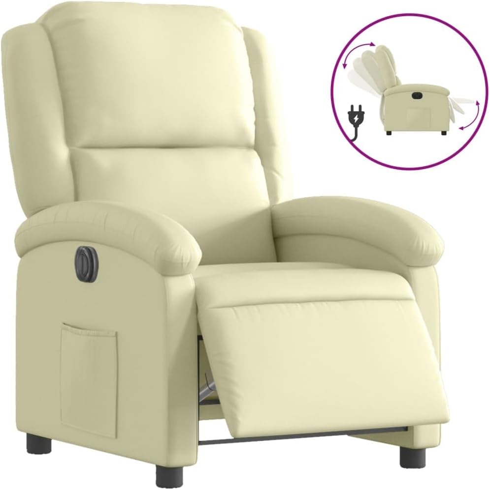 Elektrische Relaxfauteuil – Relaxstoel – Fauteuil – Ligstoel – TV Stoel – Echt Rundsleder – Elektrische Verstelling – Crème Kleur