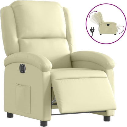 Elektrische Relaxfauteuil – Relaxstoel – Fauteuil – Ligstoel – TV Stoel – Echt Rundsleder – Elektrische Verstelling – Crème Kleur