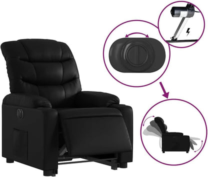 Relaxstoel met Opstahulp – Elektrische Relaxstoel – Tv-stoel – Ligstoel – Relaxfauteuil – Verstelbare Ligfunctie 135° – Zwart Kunstleer