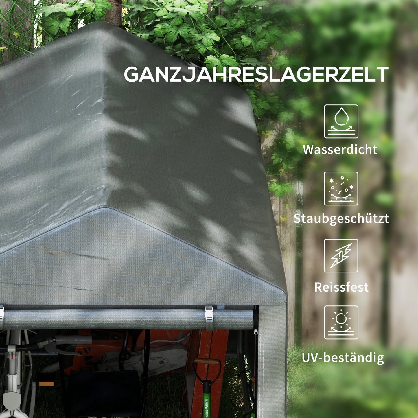 Opslagtent – Tuinschuur – Bewaartent – Opslagruimte – Tuinkast – Donkergrijs – Stevig Stalen Frame – Waterdichte Hoes 1,2x1,8x1,6m