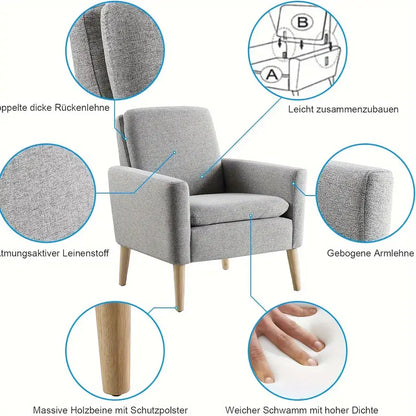 Fauteuil – Zetel – Relaxstoel – Leunstoel – blauw– Ergonomisch Ontwerp – Massief Houten Frame