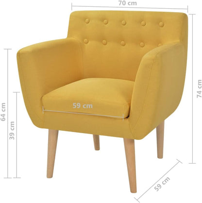 Fauteuil gele stof, loungestoel, televisiestoel, relaxstoel, bureaustoel, stoel voor slaapkamer, woonkamer, werkkamer, kantoor