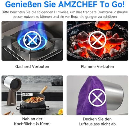 Draagbare afzuigkap – Tafelafzuigkap – Keukenafzuigkap – Dampkap – Keukenventilator – Bruin – 3 snelheden – 120 m³/h zuigvermogen