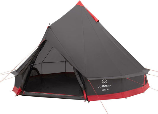 Justcamp Bell Tipi Tent Camping voor groepen, families, Pyramid tent kamperen (6, 8, 10, 12 personen)