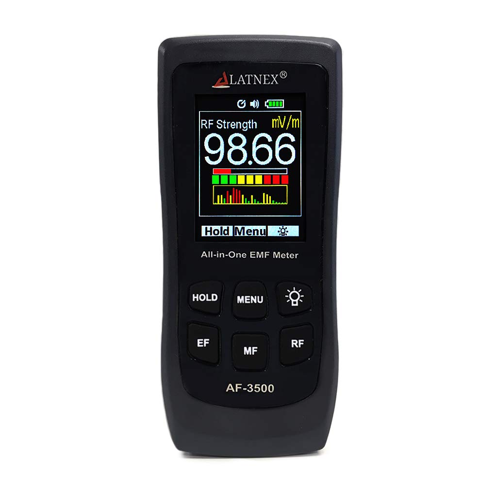 LATNEX AF-3500 EMF-meetinstrument en -lezer met kalibratiecertificaat, meet RF en magnetrons, 3-assige Gaussische magneetvelden en elektrische velden ELF