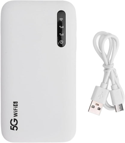 5G WiF 6 Mobiele Hotspot, Draagbare WiF-router met SIM-kaartsleuf, Draagbaar WiF-apparaat voor op Reis, 16 Aangesloten Apparaten, 5G Draadloze Modemrouter, 6100mAh Langdurige
