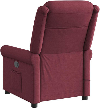 Massagestoel – Elektrische Massagestoel – Relaxstoel – Televisiestoel – Ligstoel – 135 Graden Kantelbaar – 6-Punts Vibratiemassage – Wijnrood Stof
