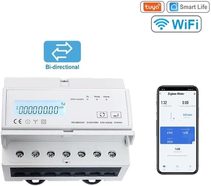 Smart WiFi Elektrische Meter 3 Fase 0.25A-80A Solar PV Bi Richting Twee Manier voor Tuya Intelligente Energie Meter Stroomverbruik Monitor