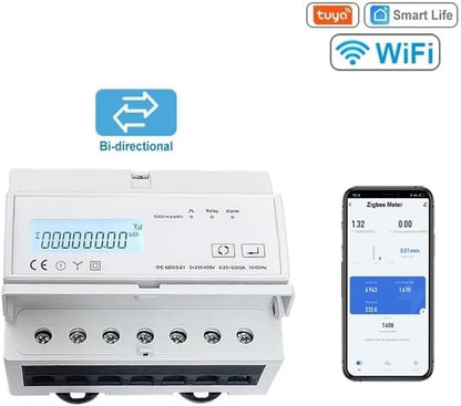 Smart WiFi Elektrische Meter 3 Fase 0.25A-80A Solar PV Bi Richting Twee Manier voor Tuya Intelligente Energie Meter Stroomverbruik Monitor