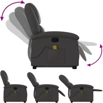 Massagestoel – Verstelbare Fauteuil – Sta-Op Stoel – Relaxstoel – Eenpersoonsstoel – Echt Leer – Elektrische Heffunctie – 6 Vibratie-Massagepunten