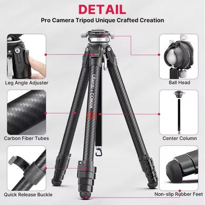 Camerastatief – Tripod – Fotostatief – Videostatief – Reisstatief – Koolstofvezel – 360° Panoramische Kogelkop