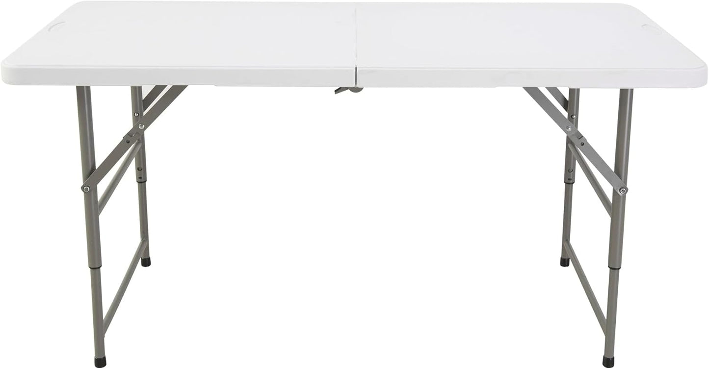 Klaptafel in hoogte verstelbaar van 122 x 60 x 50-74 cm en set met 4 klapstoelen van 51 x 45 x 85,5 cm, ideaal voor buiten