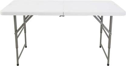 Klaptafel in hoogte verstelbaar van 122 x 60 x 50-74 cm en set met 4 klapstoelen van 51 x 45 x 85,5 cm, ideaal voor buiten