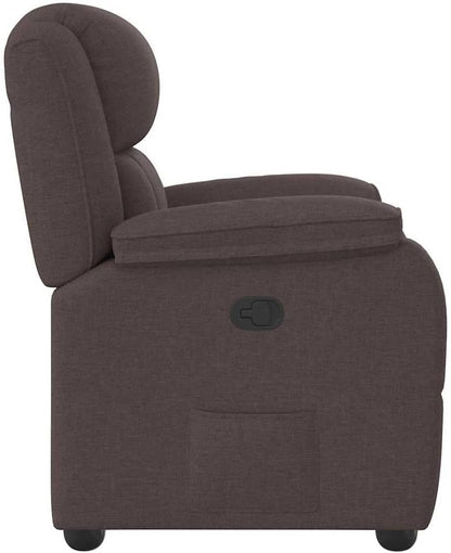 Relaxstoel donkerbruin stof TV fauteuil met ligfunctie, enkele ligstoel relaxstoel voor woonkamer, slaapkamer handmatig kantelsysteem mA10 - QUORE