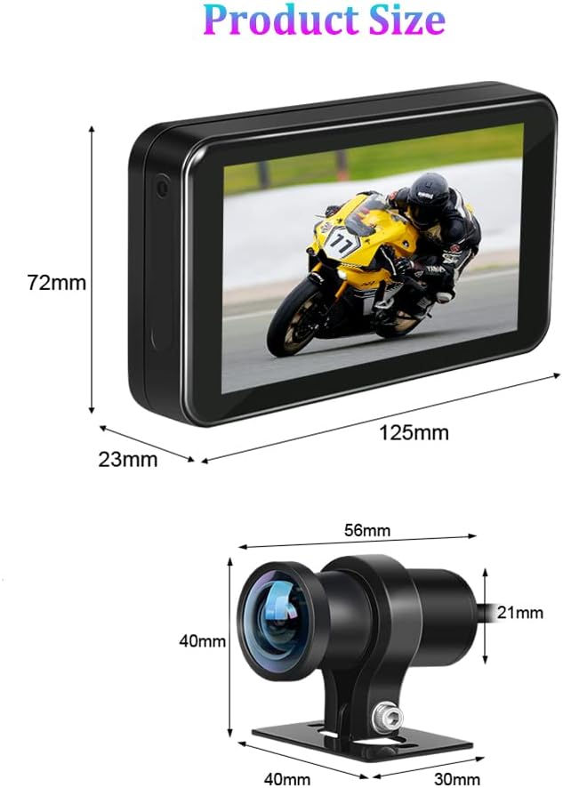 VSYSTO 4.5 Inch Screen WiFi Motorcycle Camera, Waterdichte HD 1080P Selfie camera voor en achteruitkijkcamera 150° groothoek motor dash cam, parkeren bewaking, GPS (F4.5Pro)