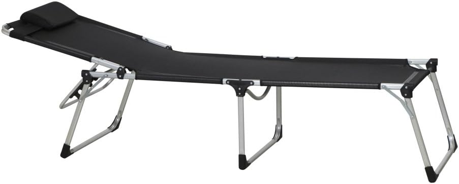 Siena Garden Ligzool, 214x70x45cm, frame: aluminium, zilver, oppervlak: textielbekleding in zwart, zwart