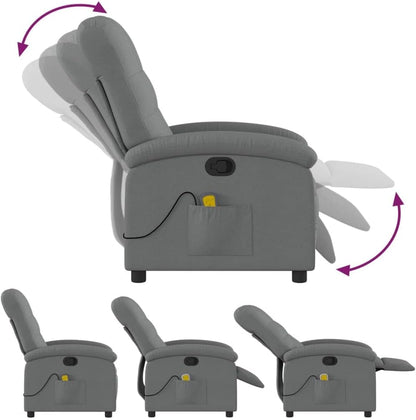 Massage Relaxstoel – Massagestoel – Relaxfauteuil – Verstelbare Stoel – Zithoekstoel – 6 Massagepunten – Donkergrijze Polyester Bekleding