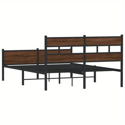 Bed frame without mattress in Brown Oak Metal 160x200cm
