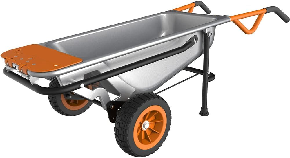 Kruiwagen - Steekwagen - 8-in-1 functie - met Massief Rubberen Banden - Tuinkar - Draaghulp - Vuilniszakhouder - Compact - voor Binnen  - Buiten - 106.5 x 46 x 30.5 cm - Zilver