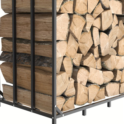 Versterkte Houten Stapelrek – Buiten, Zware Staalconstructie – Robuuste Houtopslag voor Open Haard of Tuin