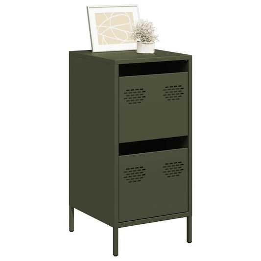 Modern Olive Green Metal Sideboard Cabinet with 3 Drawers & 2 Shelves - Contemporary Design, Cold-Rolled Steel, Removable Top Shelf, 35x39x73.5cm, Perfect for Living Room or Bedroom, Sideboard Cabinet, Bedroom Storage, Minima