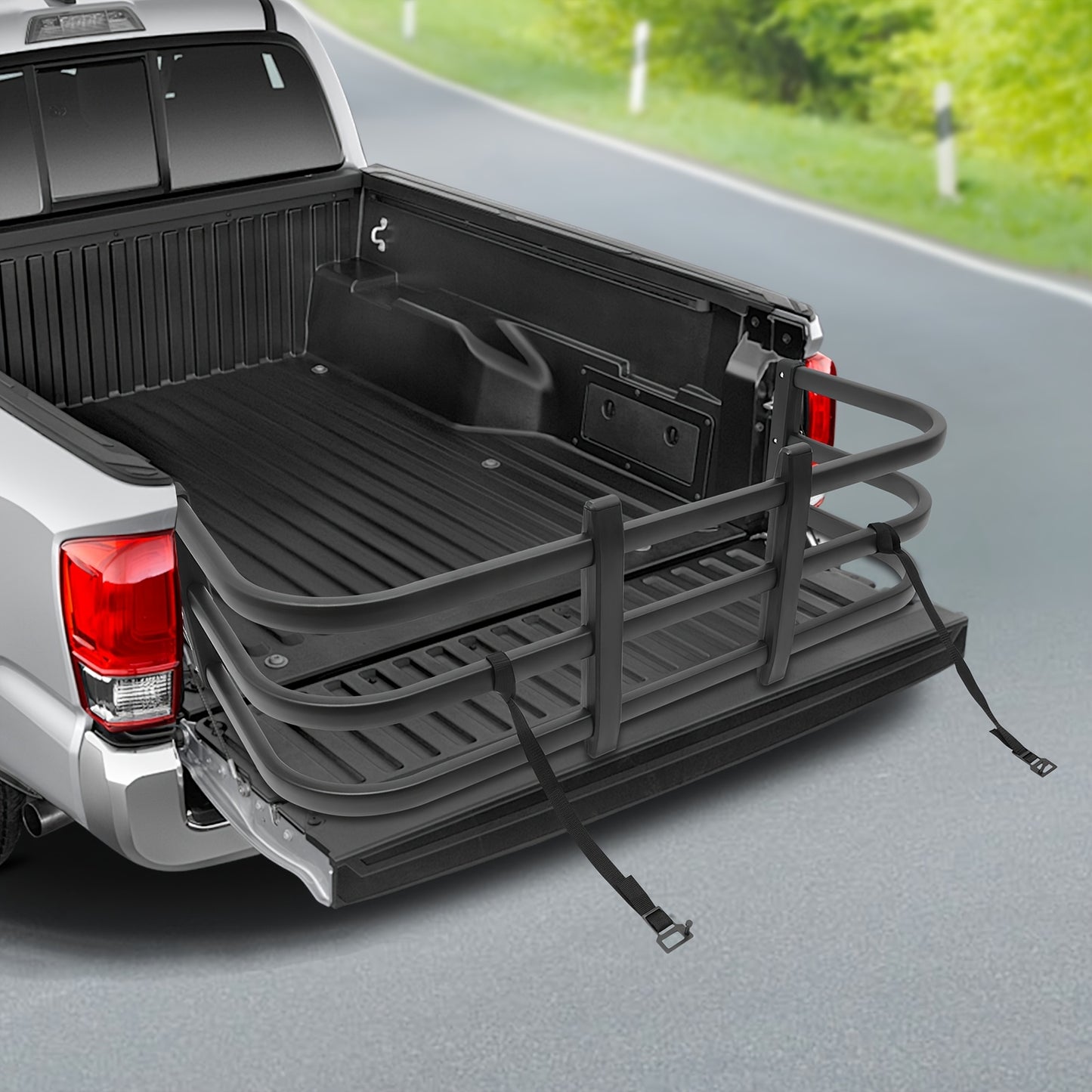 Truck Bed Extender – Truck Laadbak Verlengstuk – Pick-up Bed Verlenger – Laadruimte Verlenging – Cargo Extender Zwart – Verstelbare Lengte 122-155 cm – Duurzame Aluminium Bouw