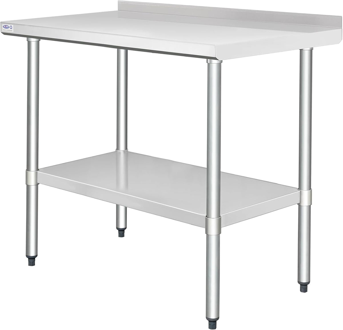 HARDURA Roestvrijstalen Werktafel met Spatrand Professionele Keukenwerkbank 61×122 cm
