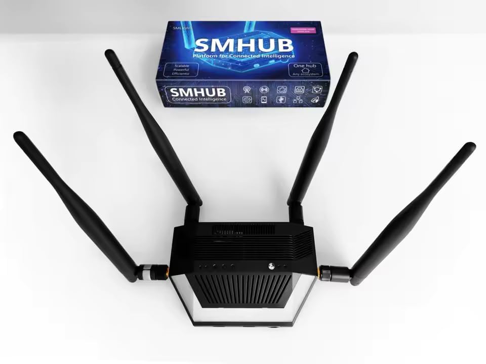 LINEOPS SMHUB Essential – Home Hub Multiprotocol Zigbee 3.0, Thread, WiFi 6 & Bluetooth naar Ethernet en USB, werkt met Zigbee2MQTT, Home Assistant, Matter & HomeKit (SMHUB Essential)