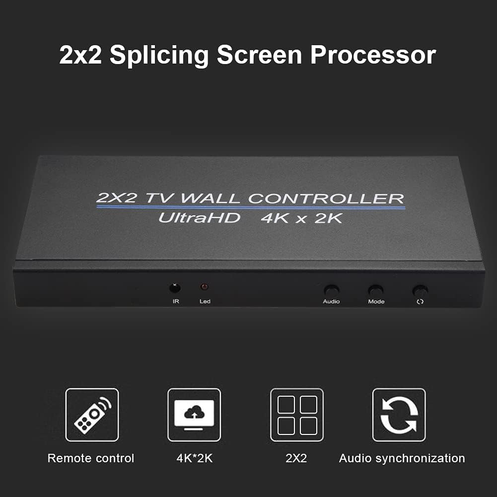 Swallows Video Wall Controller 2X2, 4K 60Hz 2x2 TV Video Wall Controller Screen Stitching Processor Splicer 2x1 3x1 1x3 1x2 4x1 1x4 HD Video Splicer voor PS4 HDTV (4K 60HZ)