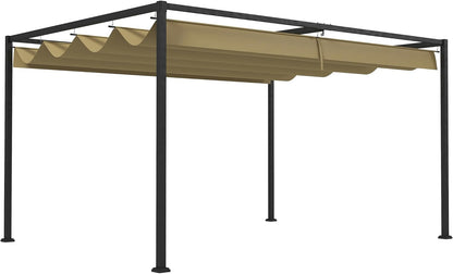 Pergola – Tuinoverkapping – Terrasoverkapping – Tuinpaviljoen – Buitenverblijf – Verstelbaar Schuifdak – Gepoedercoat Stalen Frame 400x300 cm