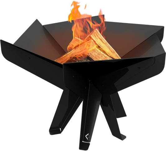 Kratki Fire Pyramid tuinvuurschaal vrijstaand, asymmetrisch, driehoekig, afmetingen B79 x L68.5 x H22,7 cm, gewicht 16,8 kg, gemaakt van robuust, hittebestendig staal