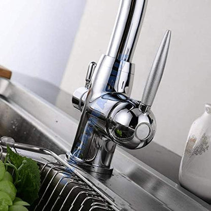 3-Weg Keukenkraan Voor Warm, Koud En Gefilterd Water – Waterfilterkraan – Mengkraan – Waterkraan – Kraan Voor Waterreiniger – 360° Draaibaar – Chroom Met Massief Messing