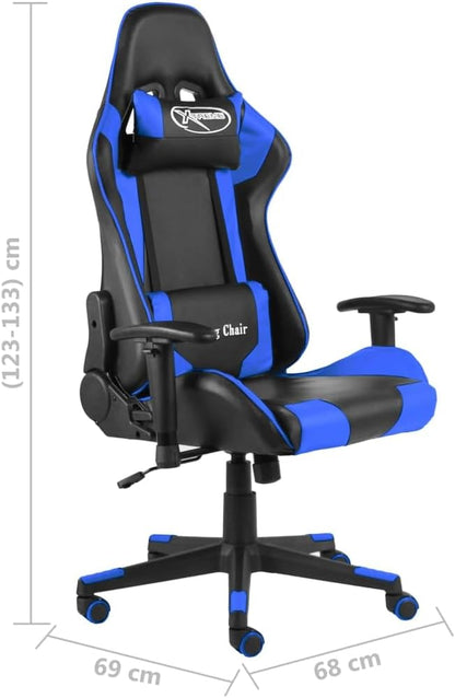 Gamingstoel – Gamestoel – Bureaustoel – Draaistoel – Zwarte Blauw Design – Ergonomisch Met Nek- En Rugkussens – Verstelbare Hoogte En Rugleuning