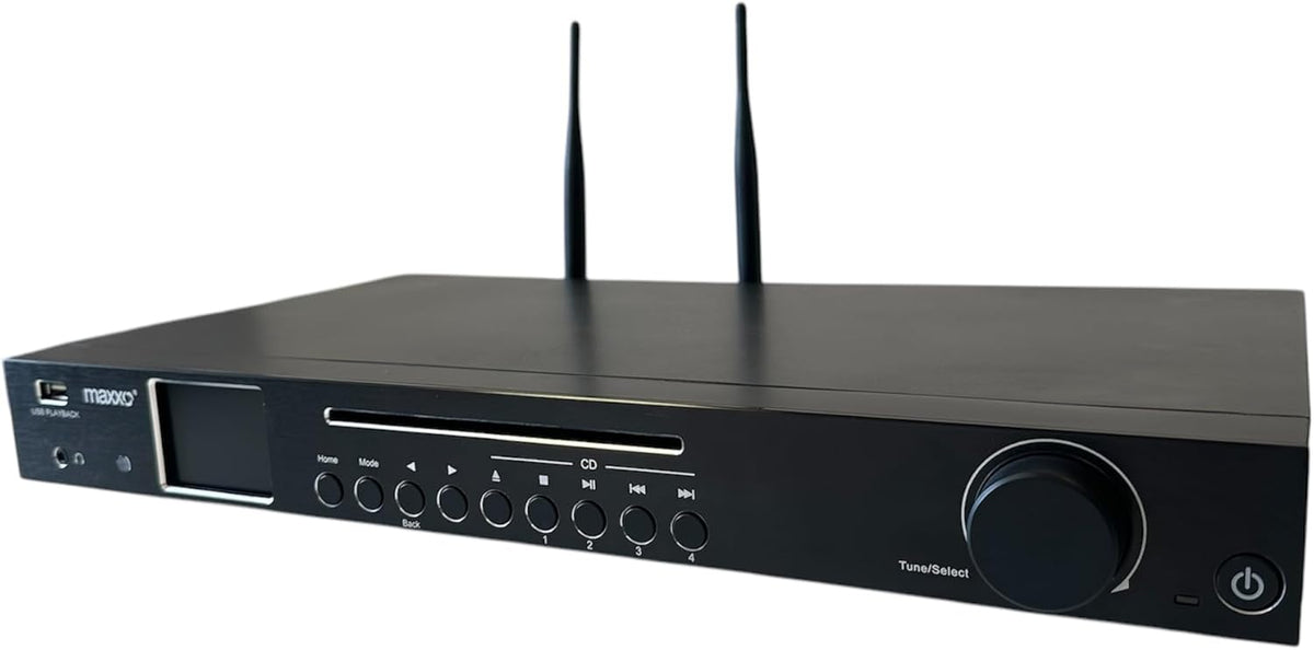 Maxxo TR04CD Hi-Fi Tuner, digitale radio met DAB+, FM, internetradio, cd-speler, bluetooth, wifi, Spotify, USB, UPnP, RDS, 2,4 inch kleurendisplay, wekker, afstandsbediening, zwart