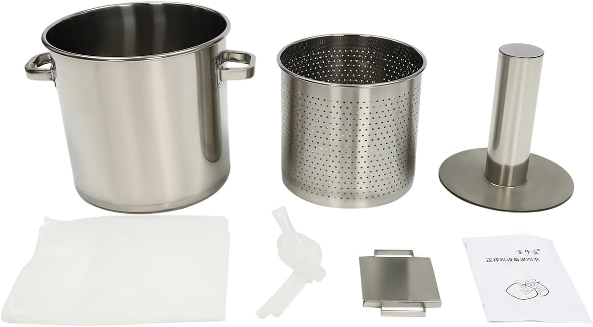 22L Stainless Steel Wine Press, Fruit Wine Press, Manual Apple Wine Press, Juicers, Fruit Wine, Berry Press for Honey, Chili Oil, Families, Restaurants, with Hydraulic Equipment, - QUORE