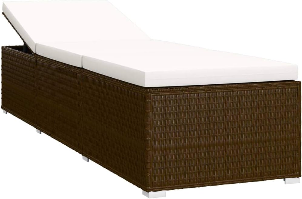 vidaXL 3-piece sunbed set with tea table poly rattan brown