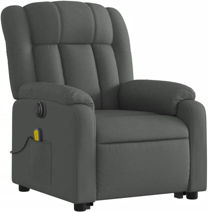 Massagestoel – Relaxfauteuil – TV Stoel – Verstelbare Stoel – Sta-op Hulp – Elektrisch Kantelbaar – 6-Punts Vibratiemassage – Donkergrijze Stof