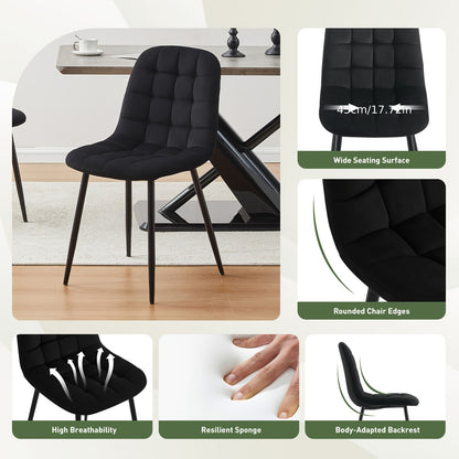 Moderne Eetkamerstoelen – Stoelen, Dining Stoelen, Armloze Stoelen, Velvet Stoelen – Zwart – Velvet Bekleding – Stevige Metalen Poten