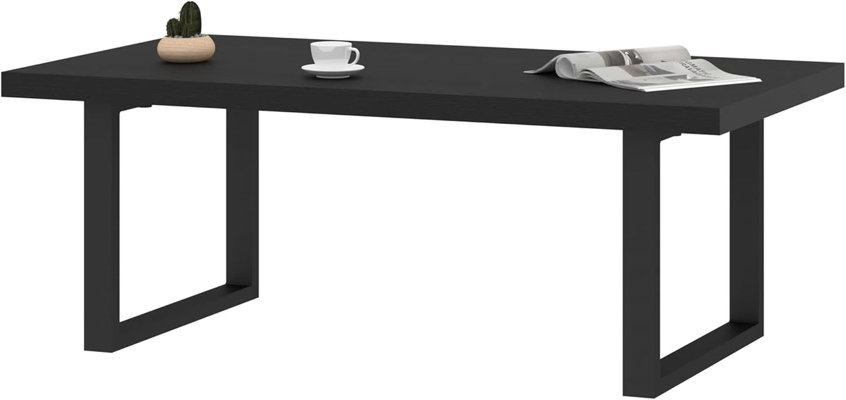 Zwarte salontafel van hout met metalen frame, stabiel en modern, salontafel voor koffie en laptop, 100 l x 55 D x 45,5 cm, vintage stijl