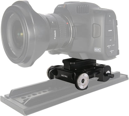 Multifunctionele camera-basisplaat met 15 mm stangrailklem, NICEYRIG universele camera-grondplaat met 2 Arri standaardversnellingen en 15 mm railbevestiging voor DSLR-installatiesysteem-513