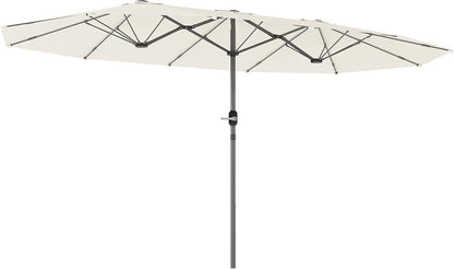 Outsunny Double Umbrella, 437 x 260 cm, UV Protection, Steel Parasol with Hand Crank, Oval Balcony Screen, Beach Screen, Windproof, Stable Market Umbrella, Crank Umbrella for Beach, Balcony,