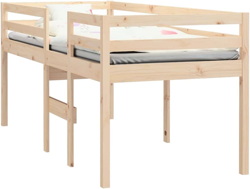 vidaXL Hoogslaper massief grenenhout 90x200 cm, bed, slaapkamermeubel, bedbodem, hoogbed, bedframe, eenpersoonsbed, houten bed, massief houten bed