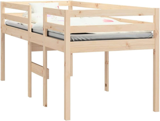 vidaXL Hoogslaper massief grenenhout 90x200 cm, bed, slaapkamermeubel, bedbodem, hoogbed, bedframe, eenpersoonsbed, houten bed, massief houten bed