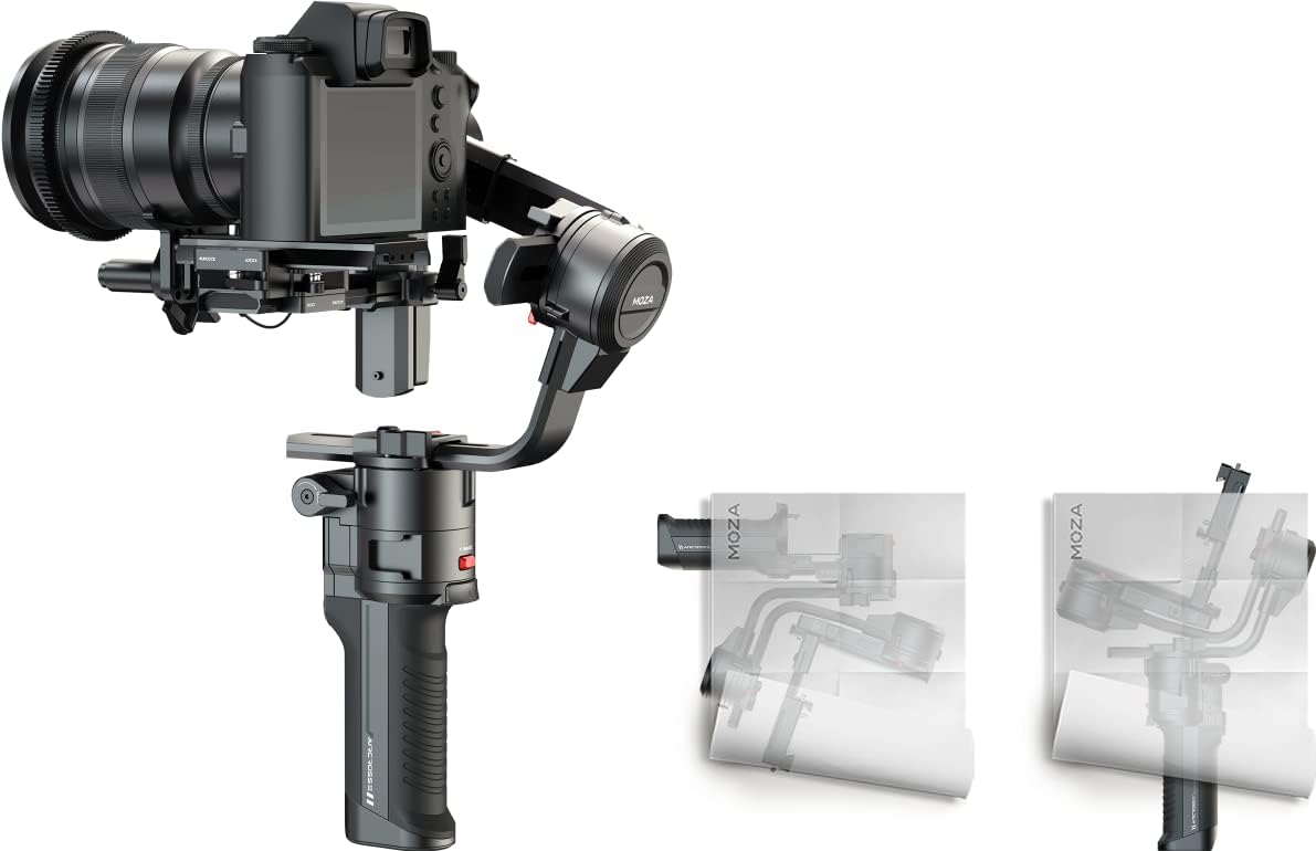 Moza Aircross 3 elektronische opvouwbare 3-assige gimbalstabilisator voor spiegelloze camera's (maximaal laadvermogen (3,2 kg/7 lbs) - zwart