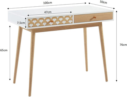 BAÏTA - Bureau Utah wit en eikeneffect, 100 cm