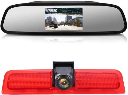 Achteruitkijkspiegelmonitor + achteruitrijcamera Transporter: in 3e remlicht HD achteruitrijcamera voor VW Caddy Life 2K Facelift III Box 2KA Combi Cross Maxi Tdi derde 3 2003-2014 Bj/Transporter Van