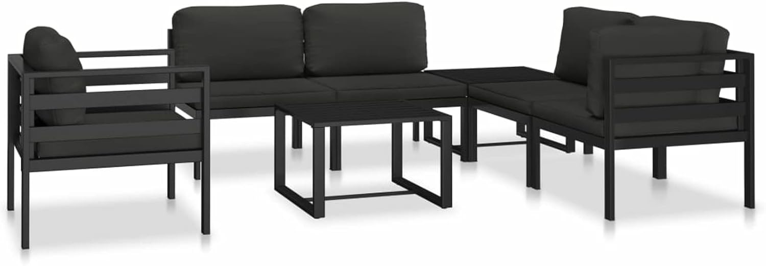 Tidyard Pallet Corner Sofa Aluminium Anthracite with Cushion 70 x 70 x 64.5 cm Garden Bench Aluminium Sofa Pallets Modular Garden Bench Aluminium Garden Bench - QUORE